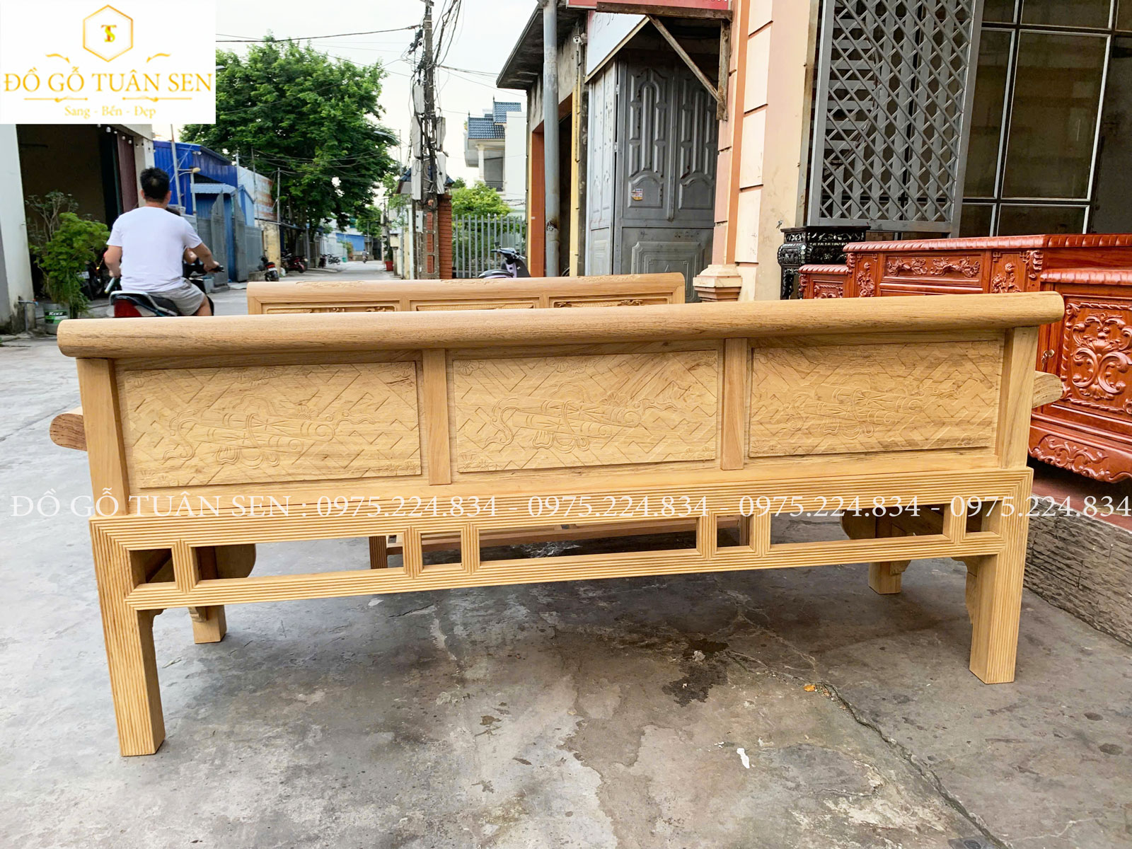 bộ trường kỷ gỗ gụ đục tích